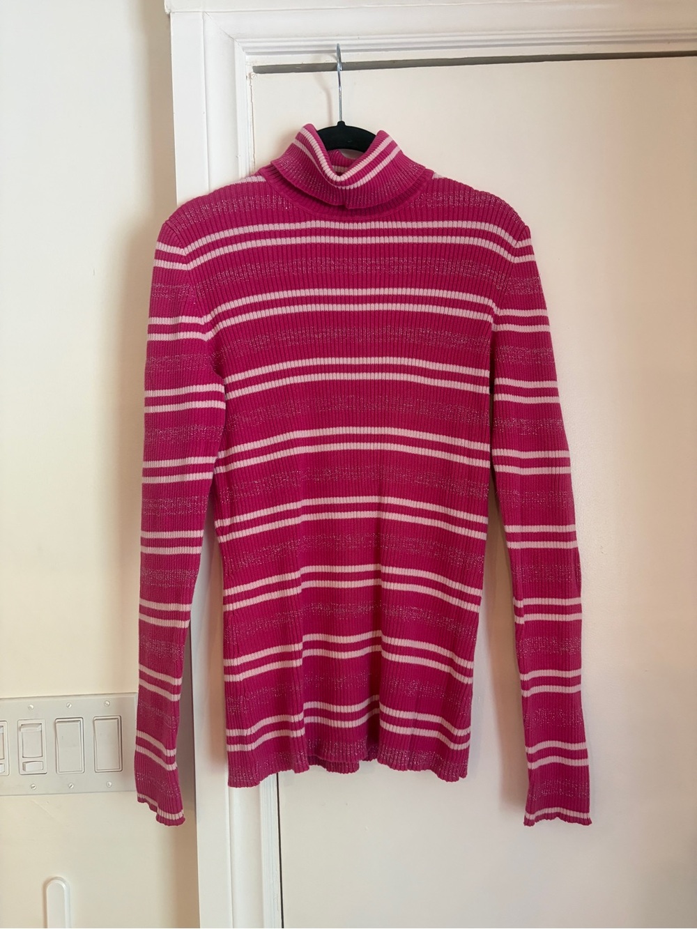 Y2K Striped Pink Turtleneck Sweater